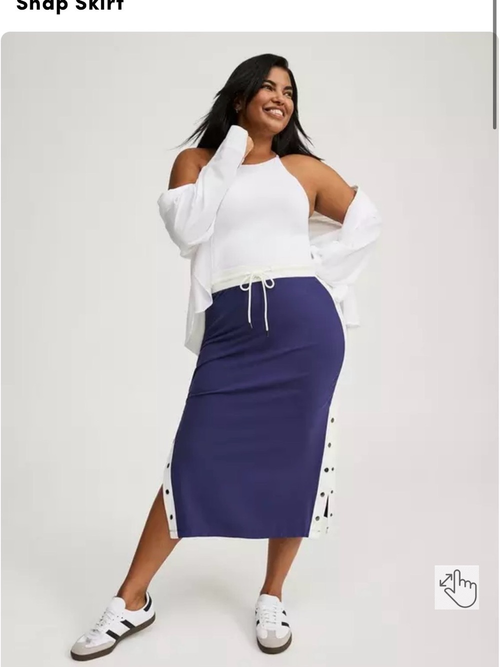 torrid NWT Navy Midi Skirt with White Side Panels And Snaps